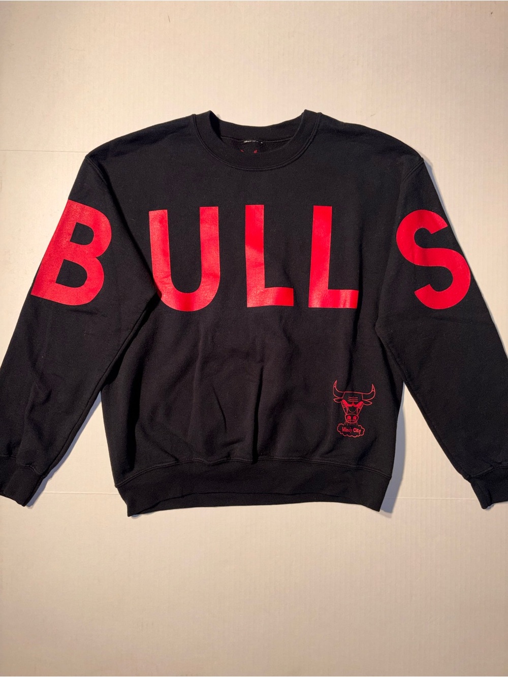 Mustache Brigade Hardwood Classic Chicago Bulls NBA Spellout Retro Sweatshirt